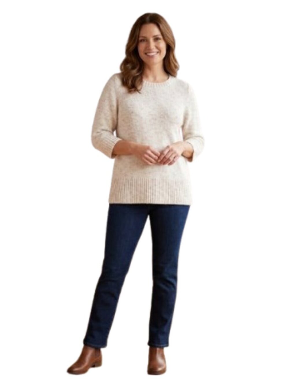 J. Jill Crew Neck Pull Over Sweater multi-fleck  speckled knit Size Medium